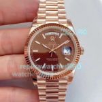 Noob Rolex Day Date Chocolate Dial Rose Gold Swiss 3255 Replica Watch